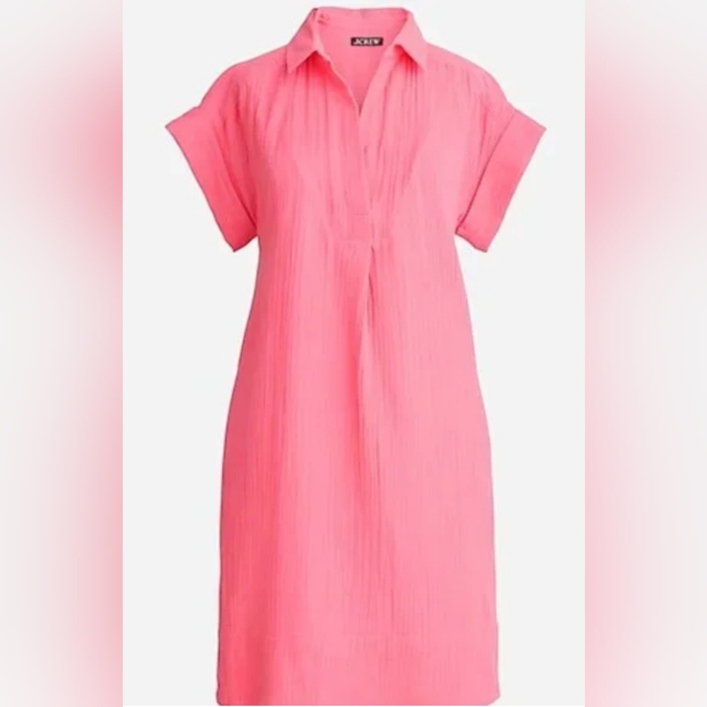 J Crew Pink collared gauze mini dress
